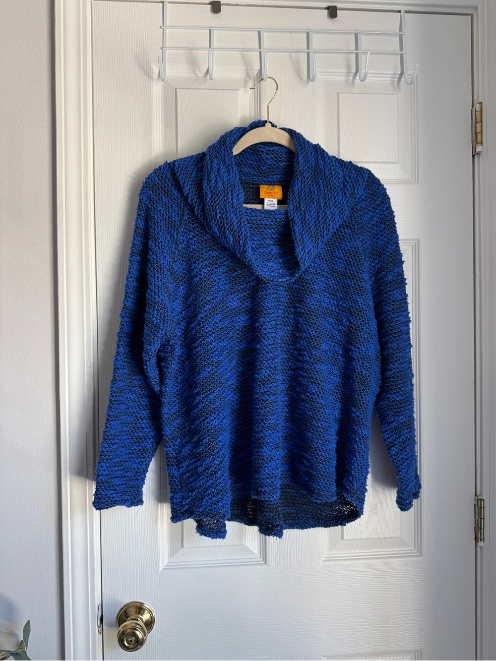 Ruby Rd Petite XL Blue Textured Knit Cowl Neck Sweater